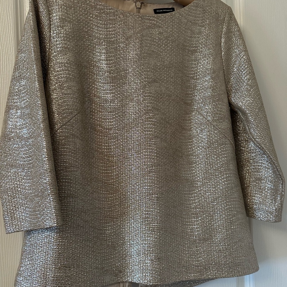 Club Monaco Shimmering Silver Top